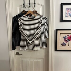 Saint James Striped Long-Sleeve Tee - White & Black